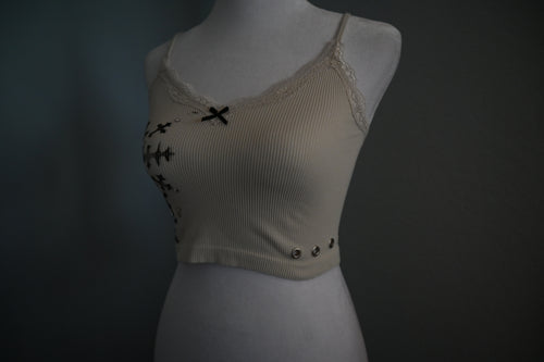 Upcycled Beige Cross Tank WXS